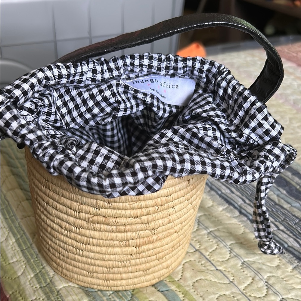 Mini Black and Tan Woven Basket Bag